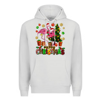 Dove Grey flamingo merry christmas Premium Hoodie - AdoDesignShop
