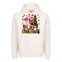 Pale Pink flamingo merry christmas Premium Hoodie - AdoDesignShop