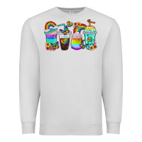 Dove Grey rainbow coffee cups Premium Sweatshirt - texasbilliewilder
