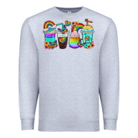 Heather Grey rainbow coffee cups Premium Sweatshirt - texasbilliewilder