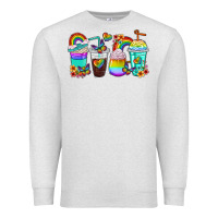 Oatmeal Heather rainbow coffee cups Premium Sweatshirt - texasbilliewilder