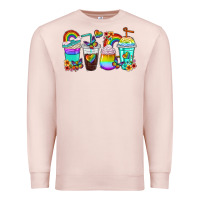 Pale Pink rainbow coffee cups Premium Sweatshirt - texasbilliewilder
