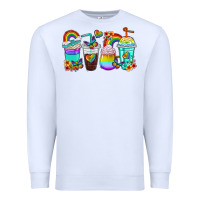White rainbow coffee cups Premium Sweatshirt - texasbilliewilder