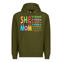 Army Green she is mom Premium Hoodie - JahusDesignShop