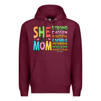 Burgundy she is mom Premium Hoodie - JahusDesignShop