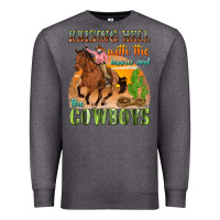 Charcoal Heather raising hell with the hippies and the cowboys Premium Sweatshirt - texasbilliewilder