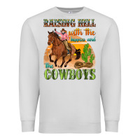 Dove Grey raising hell with the hippies and the cowboys Premium Sweatshirt - texasbilliewilder