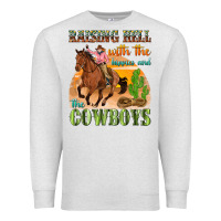 Oatmeal Heather raising hell with the hippies and the cowboys Premium Sweatshirt - texasbilliewilder