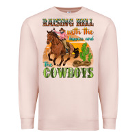 Pale Pink raising hell with the hippies and the cowboys Premium Sweatshirt - texasbilliewilder