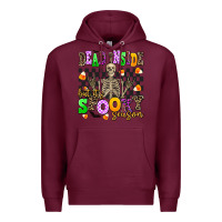 Burgundy dead inside but it's spooky season Premium Hoodie - AdoDesignShop