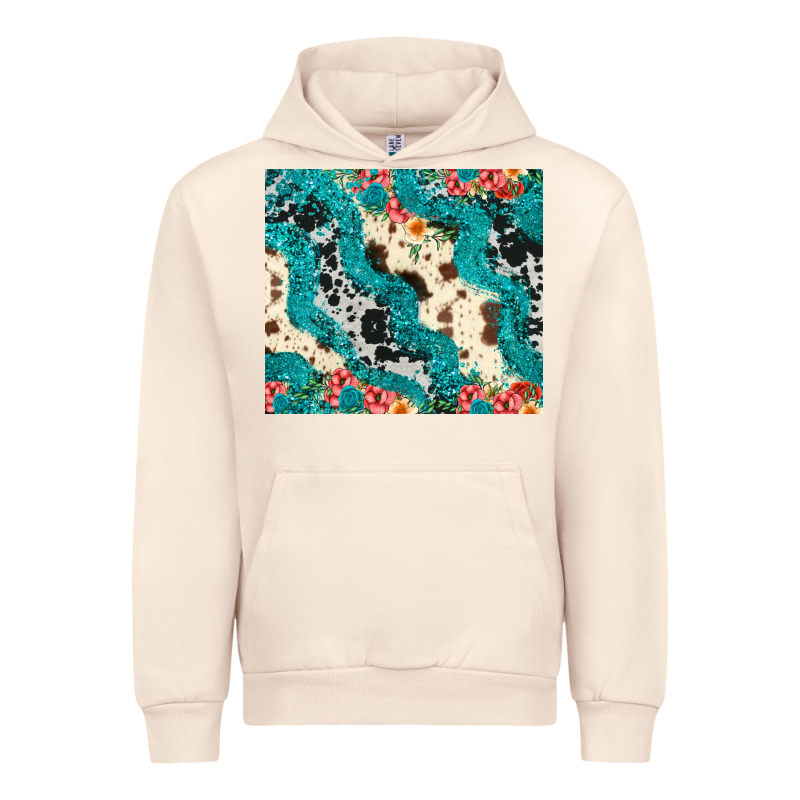Turquoise Glitter Cowhide Urban Hoodie by JahusDesignShop | Teevron