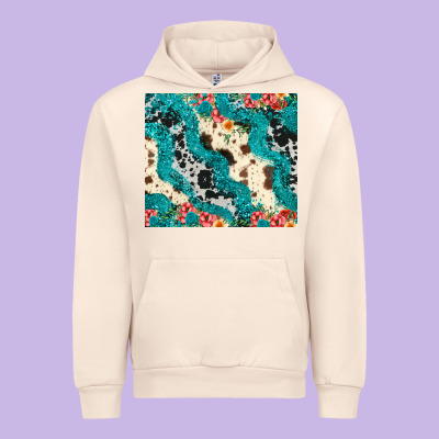 Turquoise Glitter Cowhide Urban Hoodie Designed By Jahusdesignshop