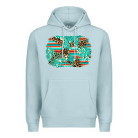 Blue Mist leopard turquoise glitter background Premium Hoodie - AdoDesignShop