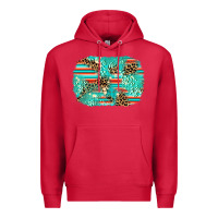 Cardinal leopard turquoise glitter background Premium Hoodie - AdoDesignShop