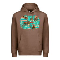 Chestnut leopard turquoise glitter background Premium Hoodie - AdoDesignShop