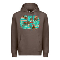 Coffee leopard turquoise glitter background Premium Hoodie - AdoDesignShop