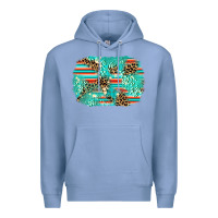 Colony Blue leopard turquoise glitter background Premium Hoodie - AdoDesignShop
