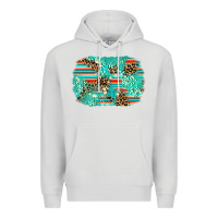 Dove Grey leopard turquoise glitter background Premium Hoodie - AdoDesignShop