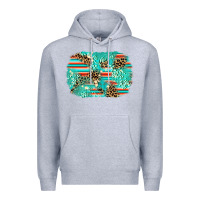 Heather Grey leopard turquoise glitter background Premium Hoodie - AdoDesignShop