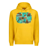 Lemon leopard turquoise glitter background Premium Hoodie - AdoDesignShop