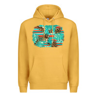 Mustard leopard turquoise glitter background Premium Hoodie - AdoDesignShop