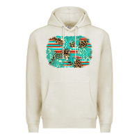 Oatmeal Heather leopard turquoise glitter background Premium Hoodie - AdoDesignShop