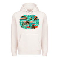 Pale Pink leopard turquoise glitter background Premium Hoodie - AdoDesignShop