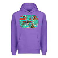 Purple leopard turquoise glitter background Premium Hoodie - AdoDesignShop