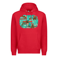 Red leopard turquoise glitter background Premium Hoodie - AdoDesignShop