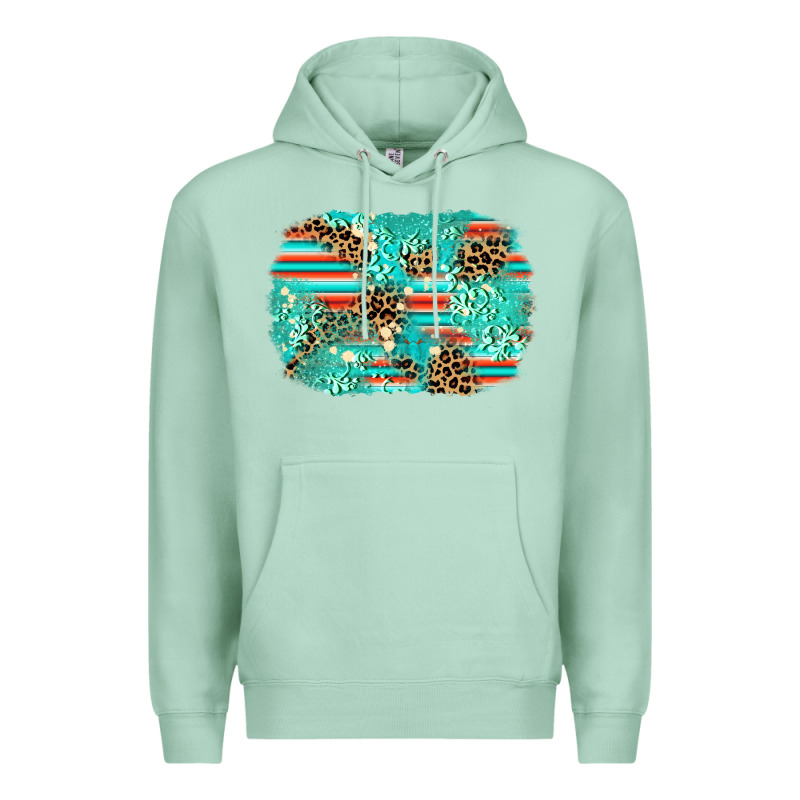 Leopard Turquoise Glitter Background Premium Hoodie by AdoDesignShop | Teevron
