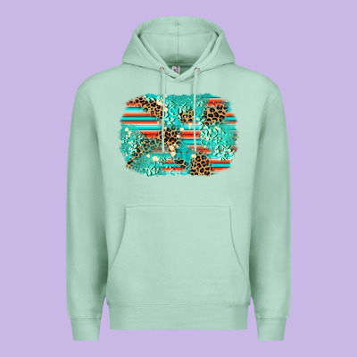 Leopard Turquoise Glitter Background Premium Hoodie Designed By Adodesignshop