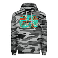 Slate Camo leopard turquoise glitter background Premium Hoodie - AdoDesignShop