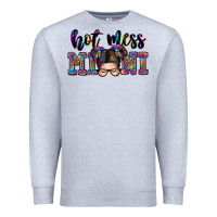 Heather Grey mess mini messy bun Premium Sweatshirt - Zillion Design Studio