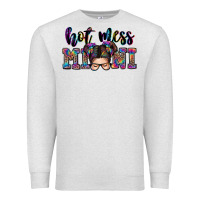 Oatmeal Heather mess mini messy bun Premium Sweatshirt - Zillion Design Studio