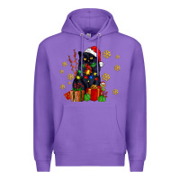 Purple black cat meowy christmas Premium Hoodie - AdoDesignShop