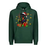 Sports Green black cat meowy christmas Premium Hoodie - AdoDesignShop