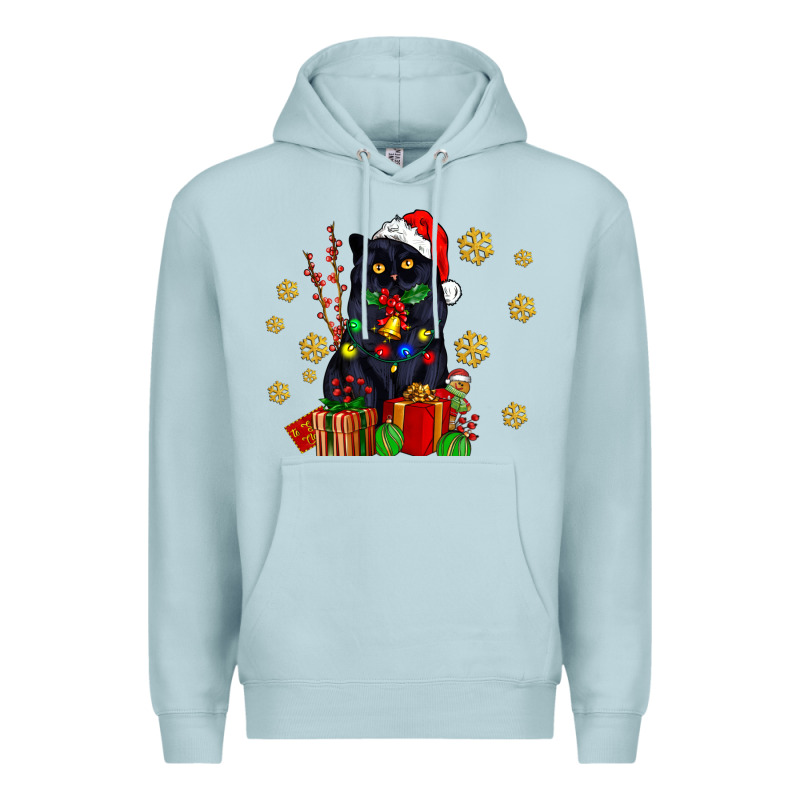 Black Cat Meowy Christmas Premium Hoodie by AdoDesignShop | Teevron
