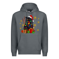 Rock black cat meowy christmas Premium Hoodie - AdoDesignShop