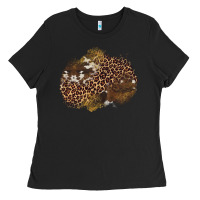Black leopard cowhide glitter patches Ladies Tee - Artiststas