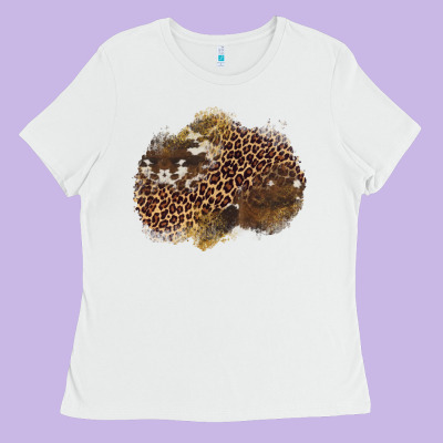 Leopard Cowhide Glitter Patches Ladies Tee Designed By Artiststas