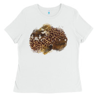 White leopard cowhide glitter patches Ladies Tee - Artiststas