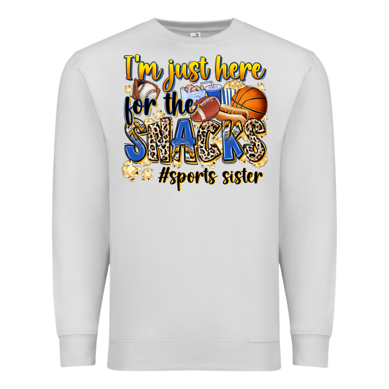Im Just Here For The Snacks Sports Sister Premium Sweatshirt by Zillion Design Studio | Teevron