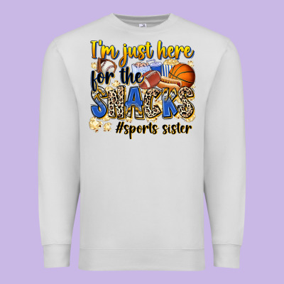Im Just Here For The Snacks Sports Sister Premium Sweatshirt Designed By Zillion Design Studio