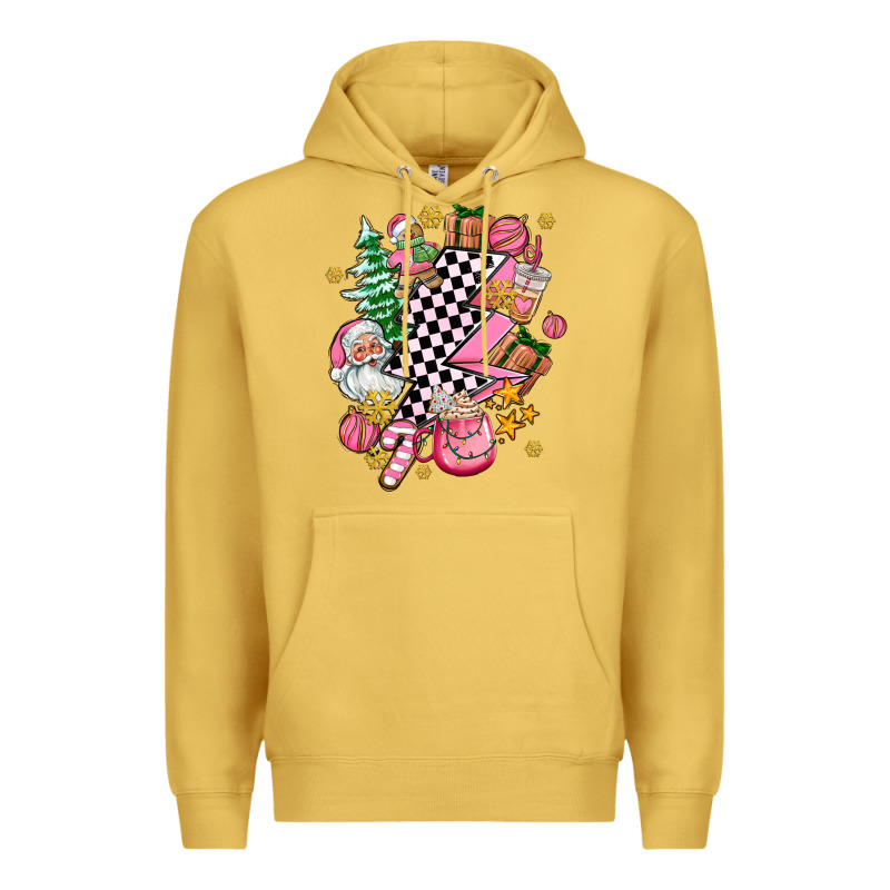 Pink Christmas Lightning Bolt Premium Hoodie by AdoDesignShop | Teevron
