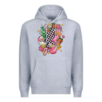 Heather Grey pink christmas lightning bolt Premium Hoodie - AdoDesignShop