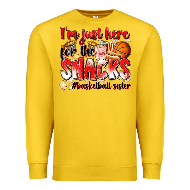 Im Just Here For The Snacks Basketball Sister Premium Sweatshirt by Zillion Design Studio | Teevron