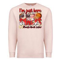 Pale Pink im just here for the snacks basketball sister Premium Sweatshirt - Zillion Design Studio
