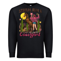 Black shoulda been a cowgirl bucking horse Premium Sweatshirt - texasbilliewilder