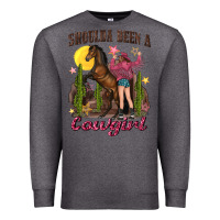 Charcoal Heather shoulda been a cowgirl bucking horse Premium Sweatshirt - texasbilliewilder