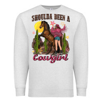 Oatmeal Heather shoulda been a cowgirl bucking horse Premium Sweatshirt - texasbilliewilder